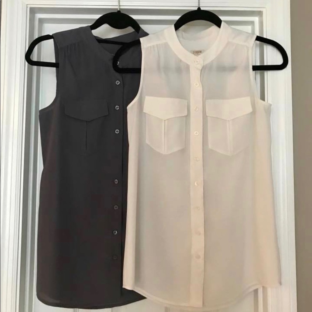 Sleeveless silk button downs